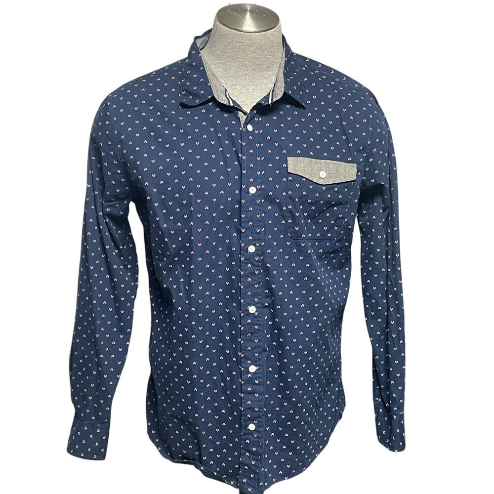 PD&C Peached Poplin Blue‎ Arrow Button Down Tailored Shirt Mens XL